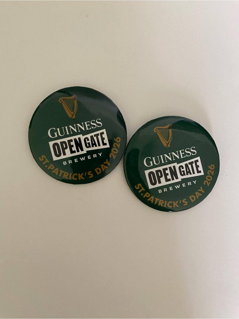 2 Guinness Open Gate Brewery St. Patrick's Day 2026 Pins